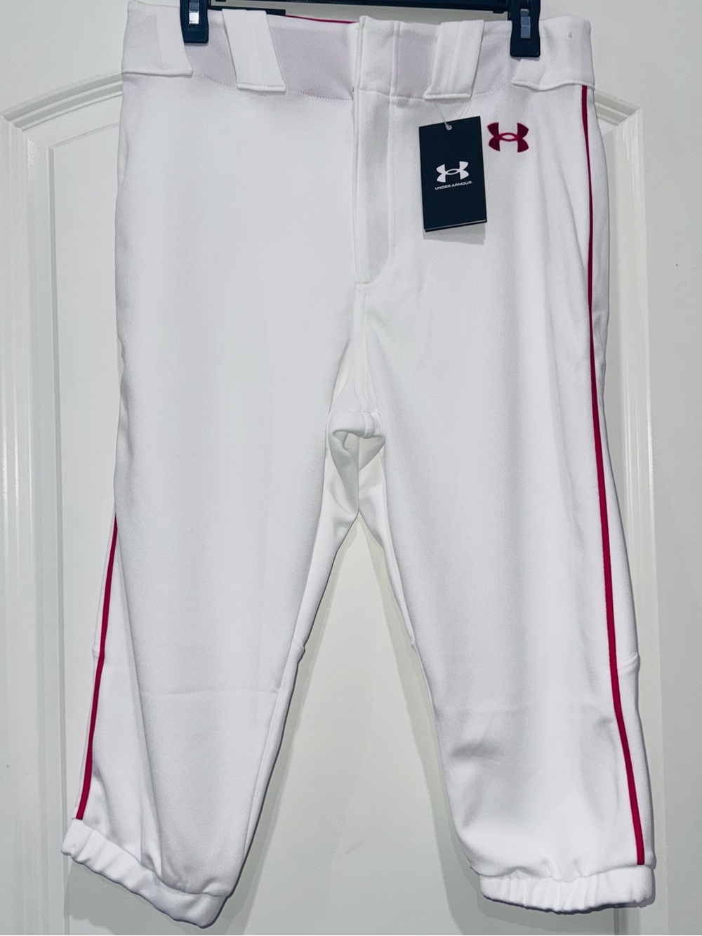 Under Armour Utility Pro Piped Mens Relaxed Loose White Baseball Pants Size Med